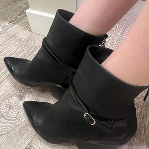 Genuine soft leather Sleek Black Heeled Boots for Women